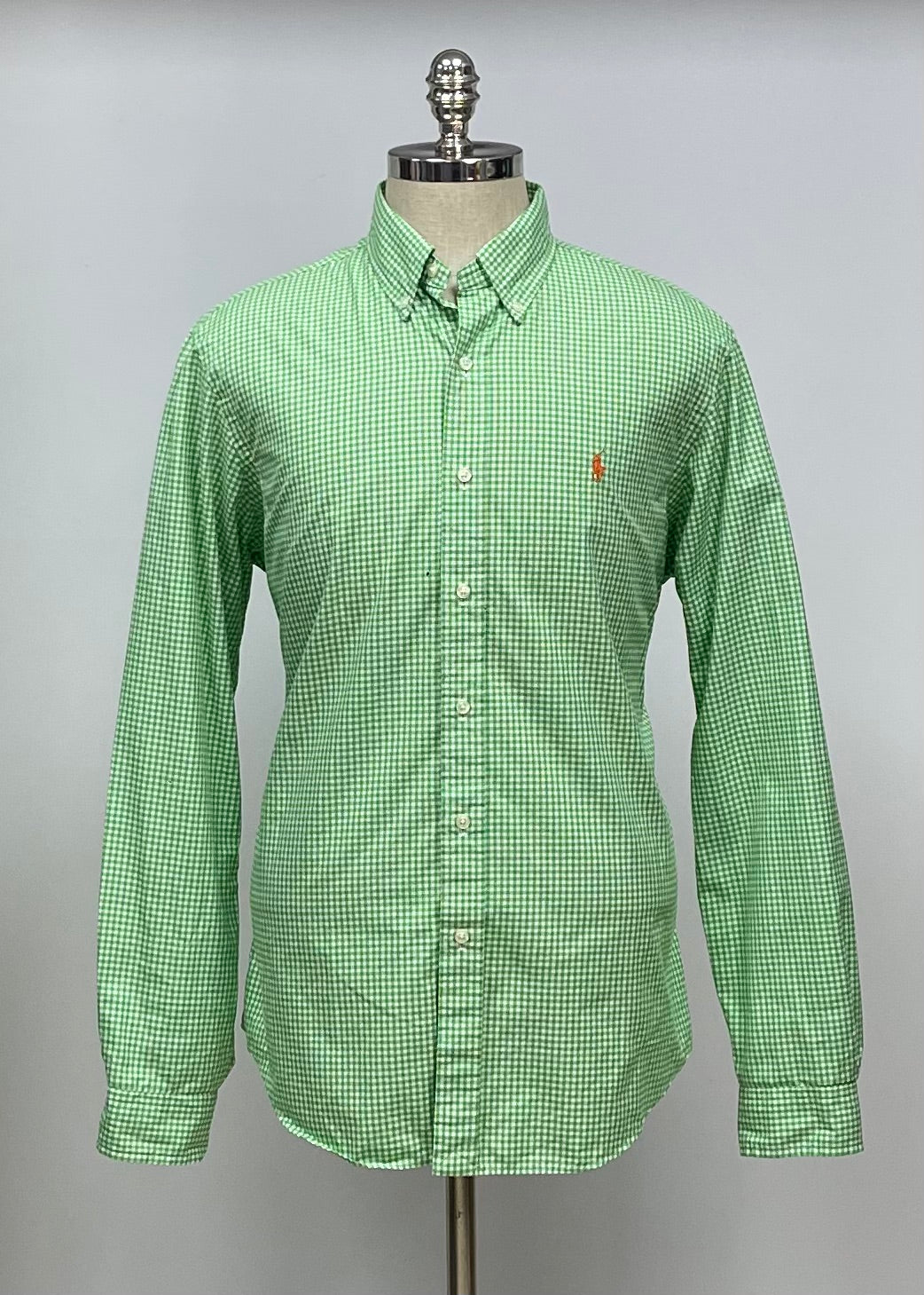 Camisa Polo Ralph Lauren 🏇🏼 con patron de cuadros gingham verde y blanco Talla L Entalle Regular