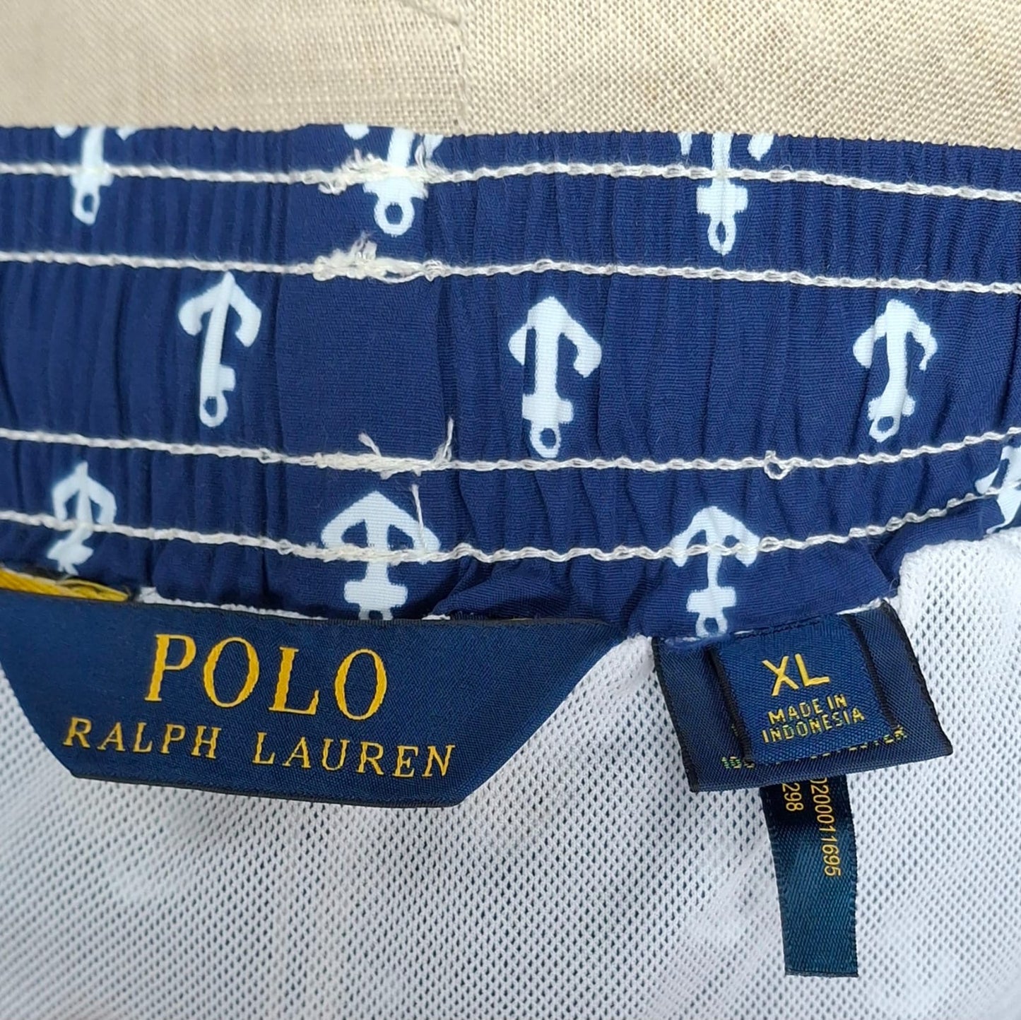 Short de baño Polo Ralph Lauren 🏇🏼color azul navy con diseño de ancla en blanco talla XL