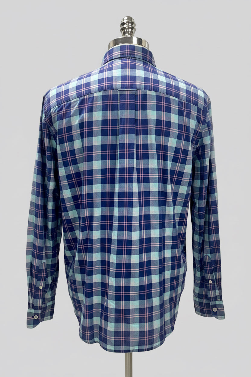 Camisa de botones Vineyard Vines 🐳 de cuadros en celeste, azul oscuro y rosado Talla L Entalle Slim Fit