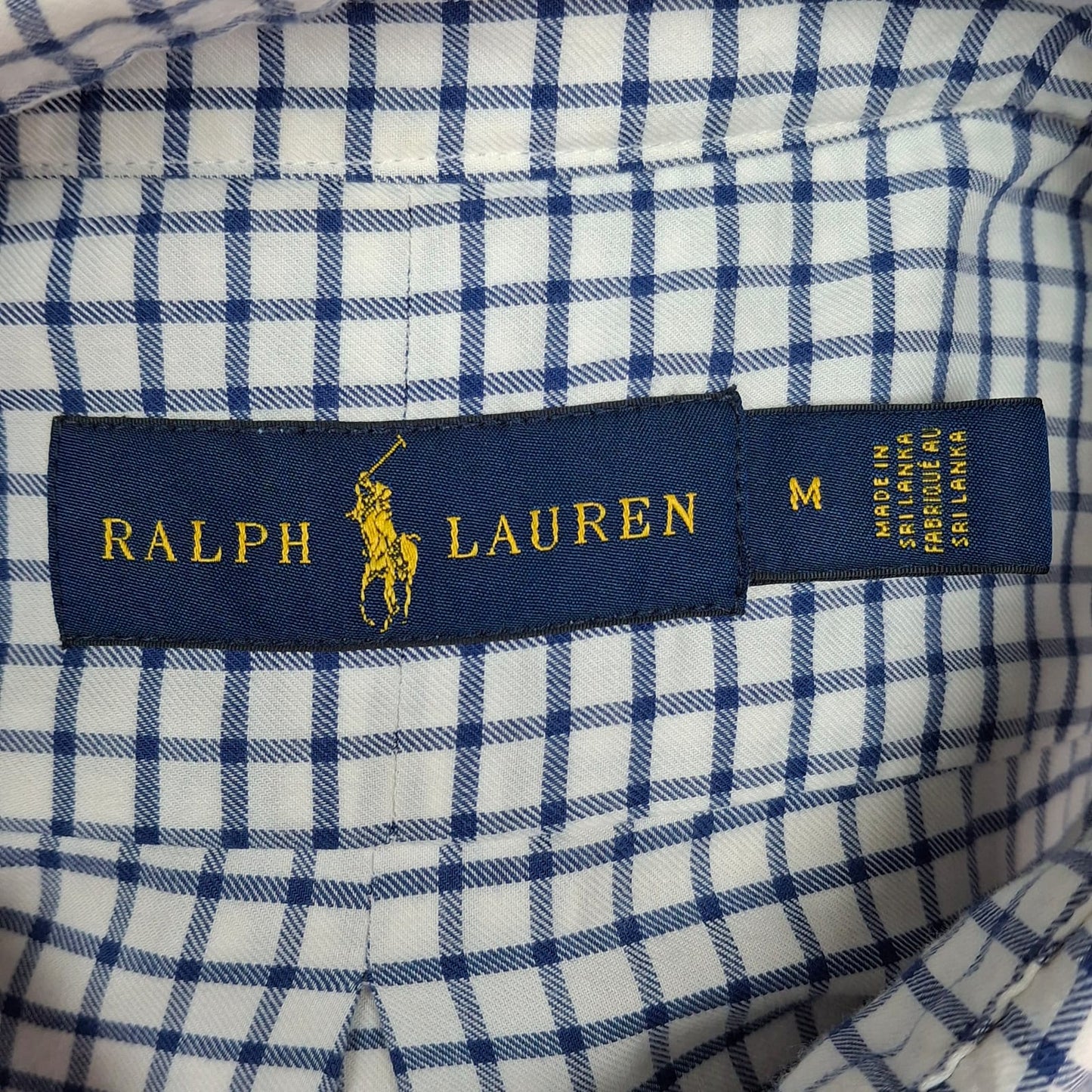 Camisa Polo Ralph Lauren 🏇🏼 Color blanco de cuadros en color azul Talla M Entalle Regular