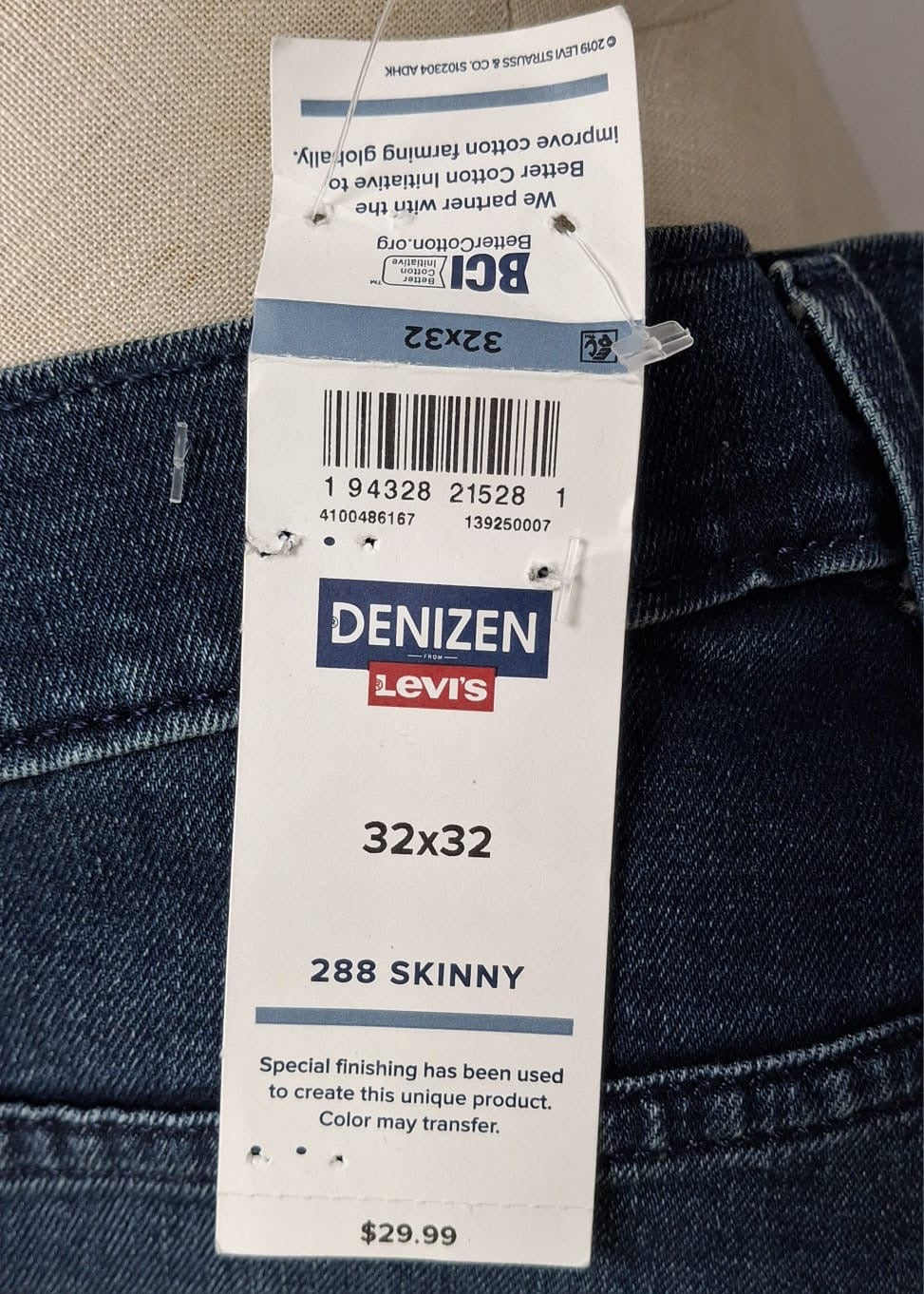 Pantalon jeans Denizen from Levis Strauss Color azul Talla 32x32 Corte Skinny