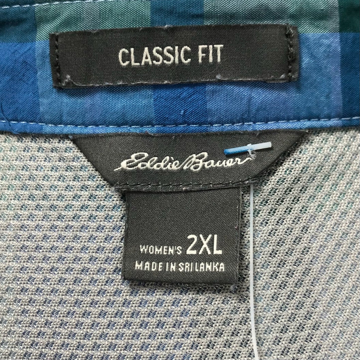 Camisa de mujer Eddie Bauer 🇩🇪 de cuadros en color azul grisáceo y celeste Talla XXL Entalle Regular