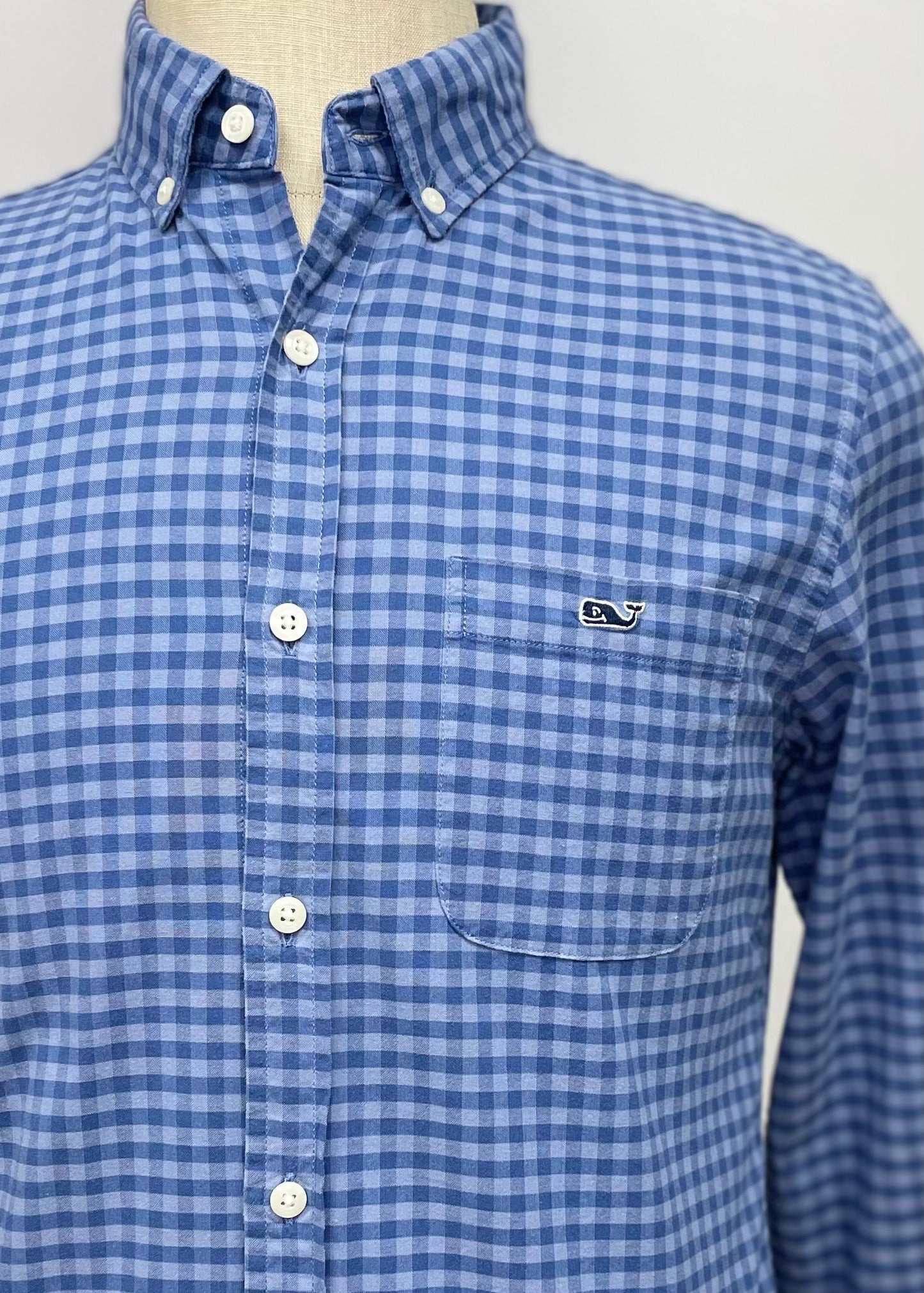 Camisa de cuadros Vineyard Vines 🐳 de cuadros gingham en color azul y gris Talla S Entalle Slim Fit