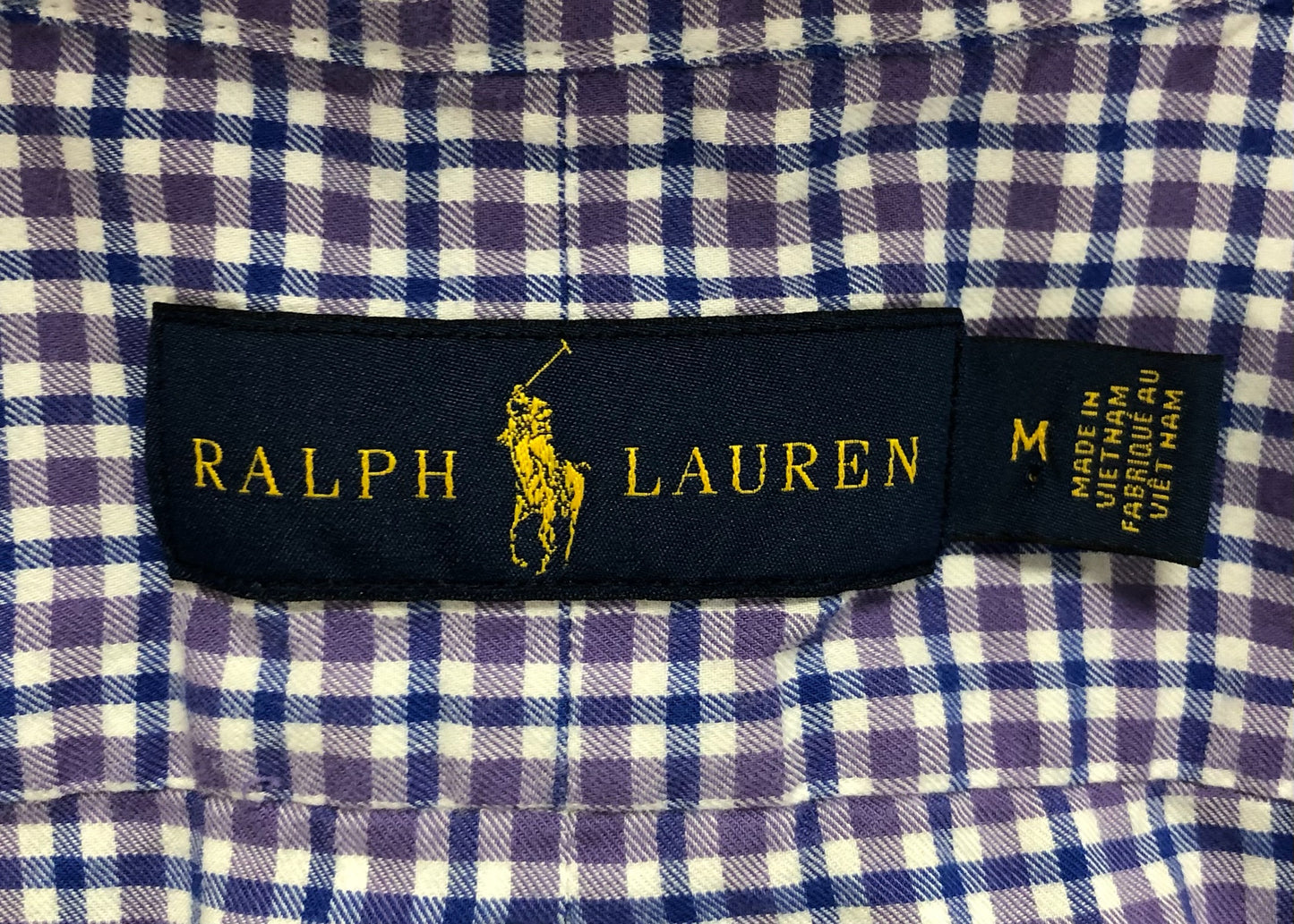 Camisa de botones Polo Ralph Lauren 🏇🏼 Color blanco de cuadros morado y azul navy Talla M Entalle Regular