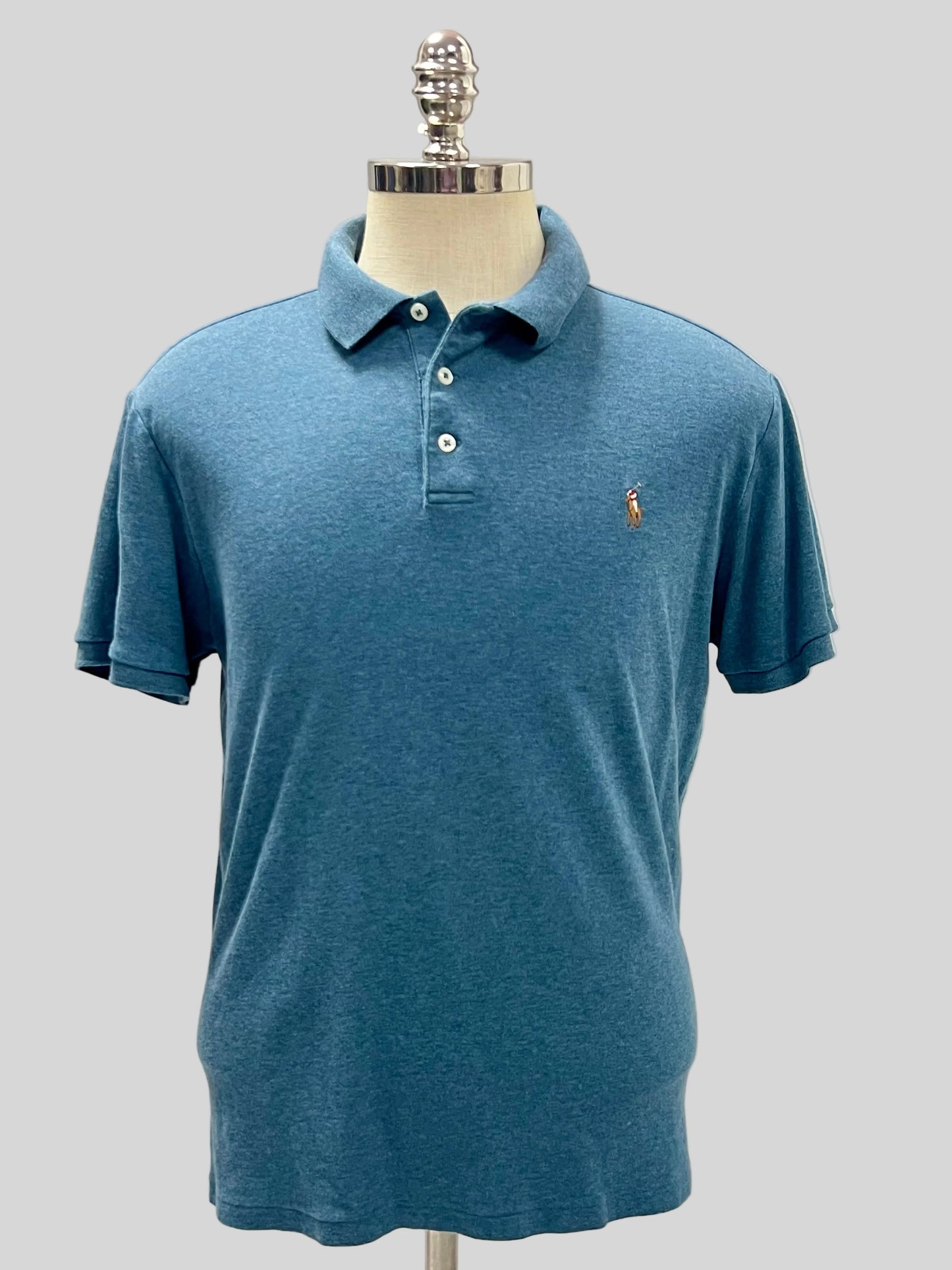 Camiseta Polo Ralph Lauren 🏇🏼 color azul grisáceo Talla L Entalle Custom Slim Fit (ver descripción)