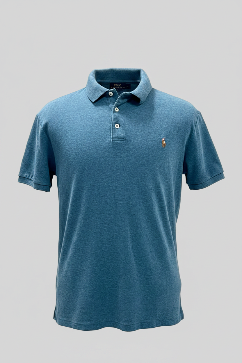 Camiseta Polo Ralph Lauren 🏇🏼 color azul grisáceo Talla L Entalle Custom Slim Fit (ver descripción)