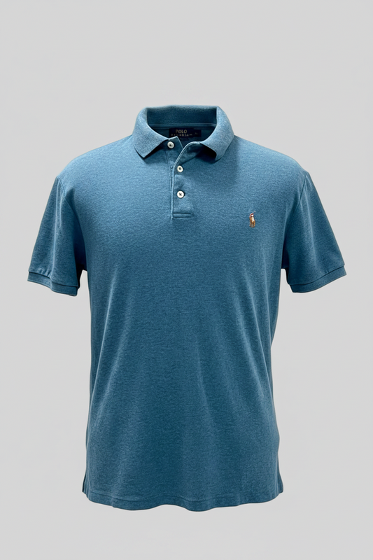 Camiseta Polo Ralph Lauren 🏇🏼 color azul grisáceo Talla L Entalle Custom Slim Fit (ver descripción)