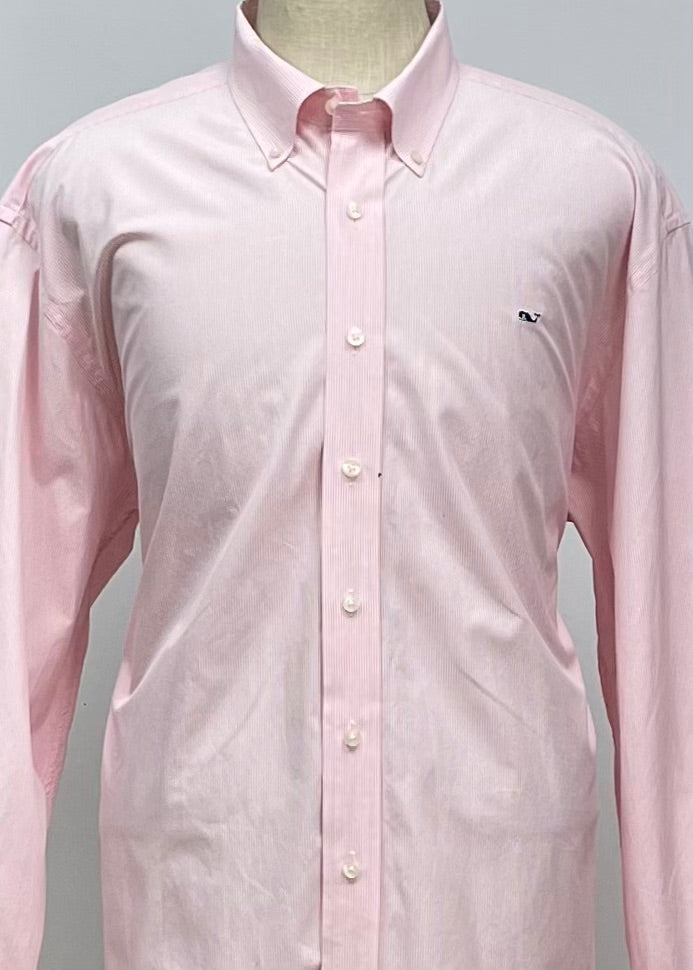 Camisa de cuadros Vineyard Vines 🐳 de rayas color rosado claro y blanco Talla XXL Entalle Regular