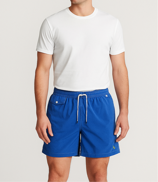 Short de baño Polo Ralph Lauren 🏇🏼color azul y logo bordado en color amarillo talla L