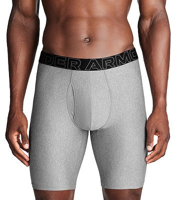 Combo de 3 Boxers Briefs Under Armour 🏋🏽 Tela Performance Tech de 9” de largo color negro, gris claro y oscuro Talla M