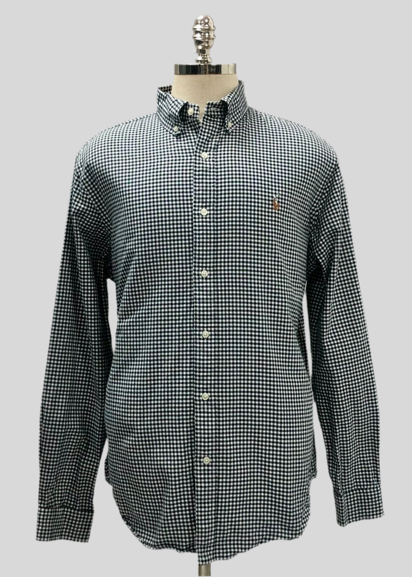 Camisa Polo Ralph Lauren 🏇🏼 de cuadros gingham negro y blanco Talla XL Entalle Clásico