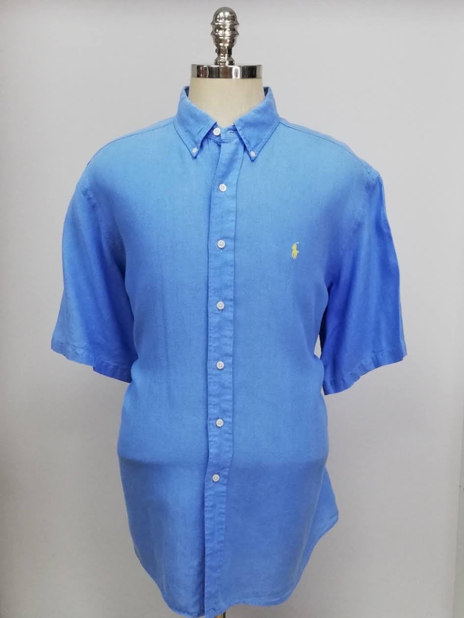 Camisa Polo Ralph Lauren 🏇🏼 de Lino en color celeste Talla XXL Entalle Clásico