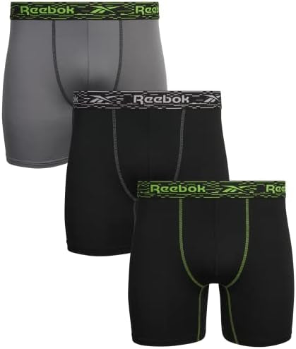 Combo de 3 Boxers Briefs Reebok Tela Performance en color negro y gris Largo Regular Talla L