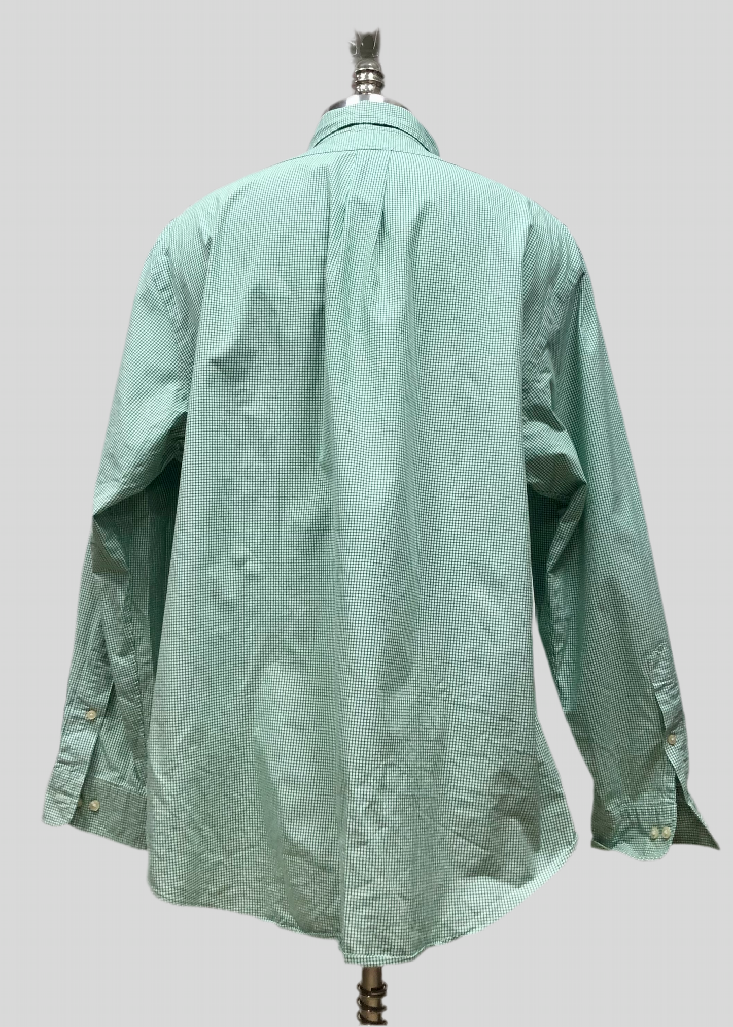 Camisa Polo Ralph Lauren 🏇🏼 con patron de cuadros finos verde y blanco Talla XXL Entalle Custom Fit (ver descripción)