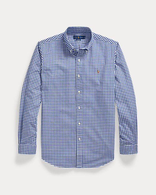 Camisa Polo Ralph Lauren 🏇🏼 con patron de cuadros gingham azul y blanco Talla L Entalle Regular