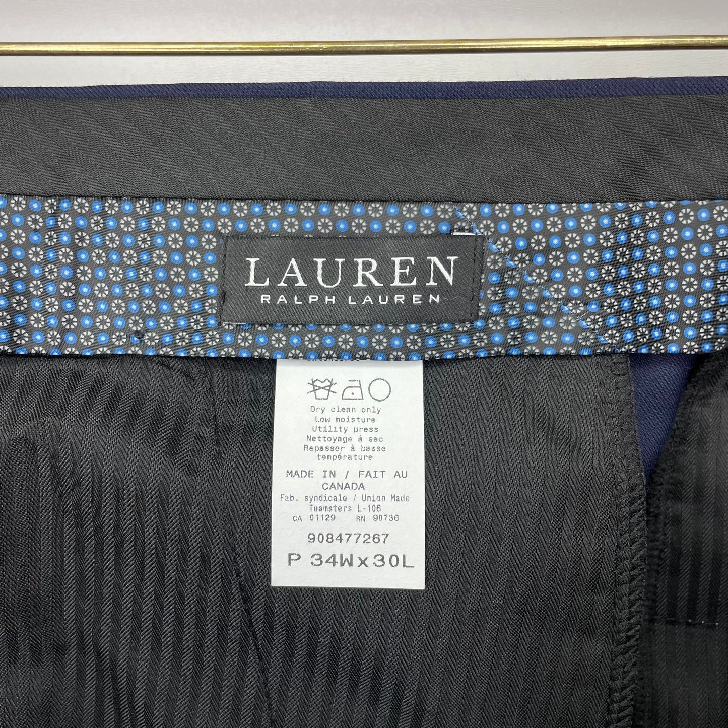 Pantalon de vestir Ralph Lauren Color azul oscuro Talla 34 Corte Slim Fit