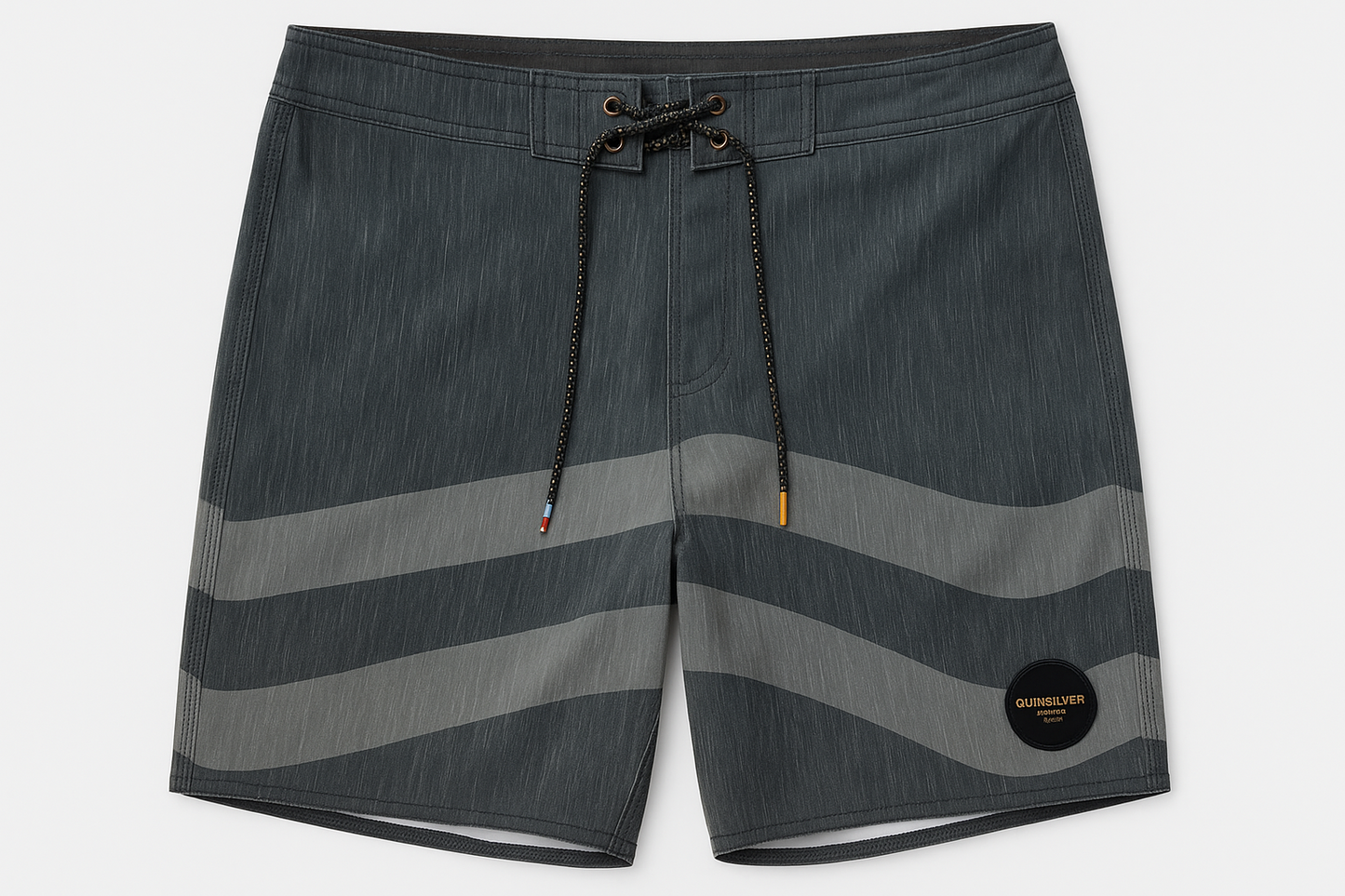 Shorts de baño Quicksilver 🏄🏽‍♂️ con diseños de rayas en color gris claro y gris oscuro talla 28