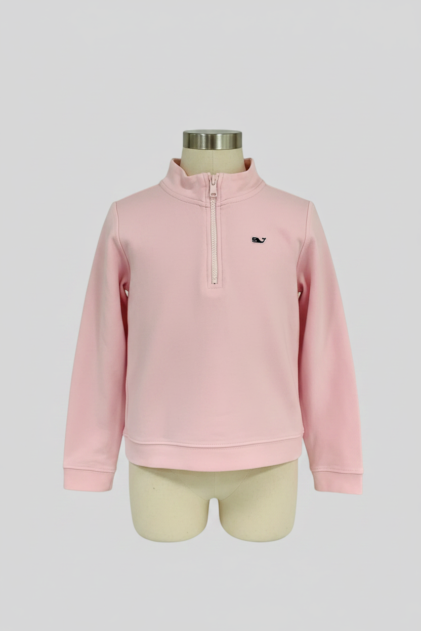 Sueter Jersey de niña Vineyard Vines 🐳 color rosado claro con logo azul navy Talla XS (5-6)