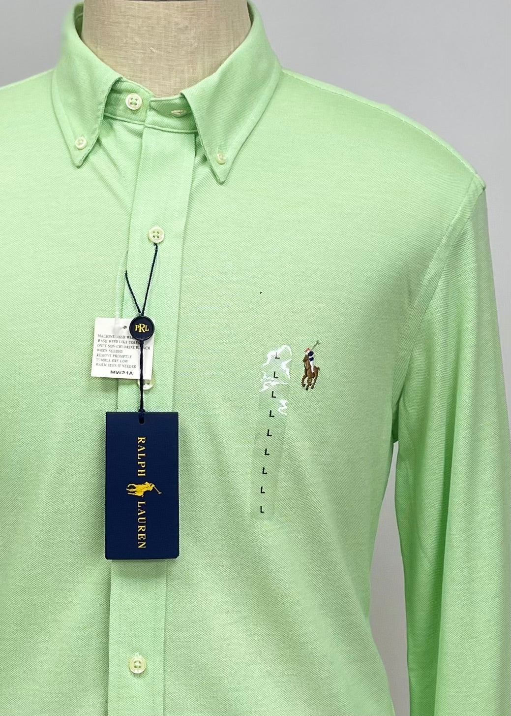 Camisa Polo Ralph Lauren 🏇🏼 Tela camiseta (Featherweight Mesh) en color verde Talla L Entalle Slim Fit