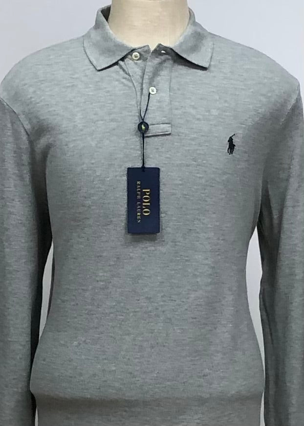 Camiseta Polo Ralph Lauren 🏇🏼color gris claro Manga larga Talla L Entalle Clásico