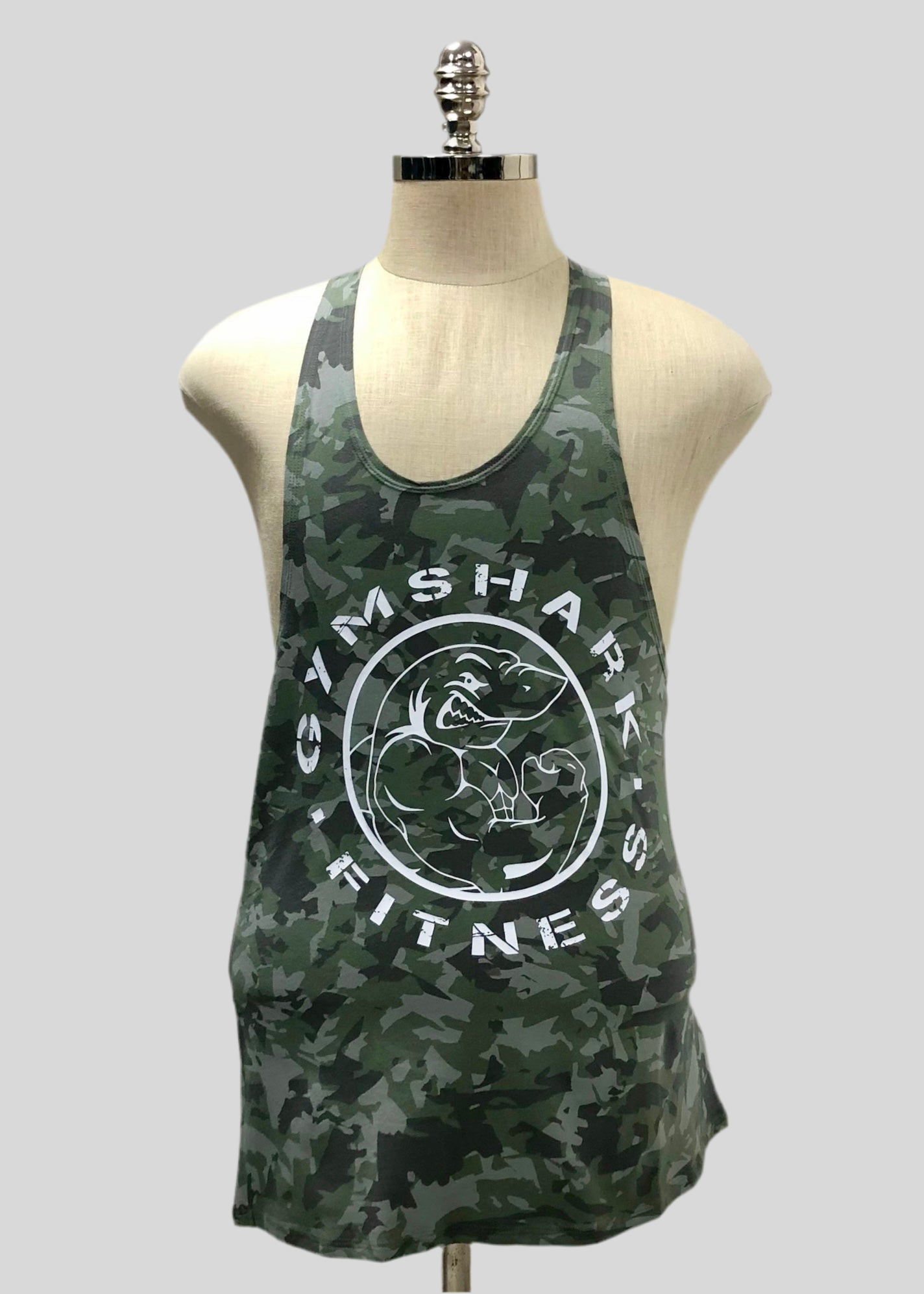 Camiseta de entrenamiento sin mangas Gymshark 🏋🏽 Diseño de camuflaje en color verde y gris Talla S