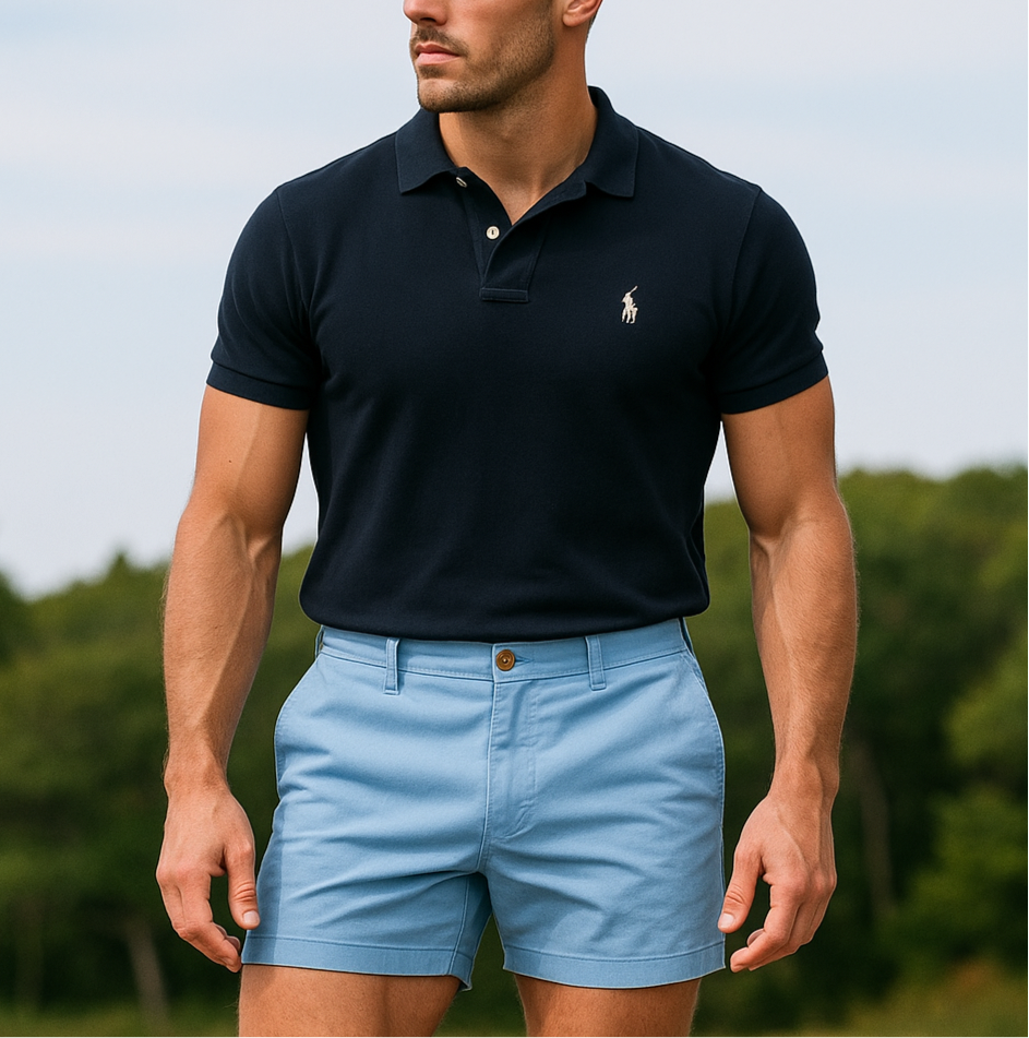 Short Casual Polo Ralph Lauren color celeste talla M