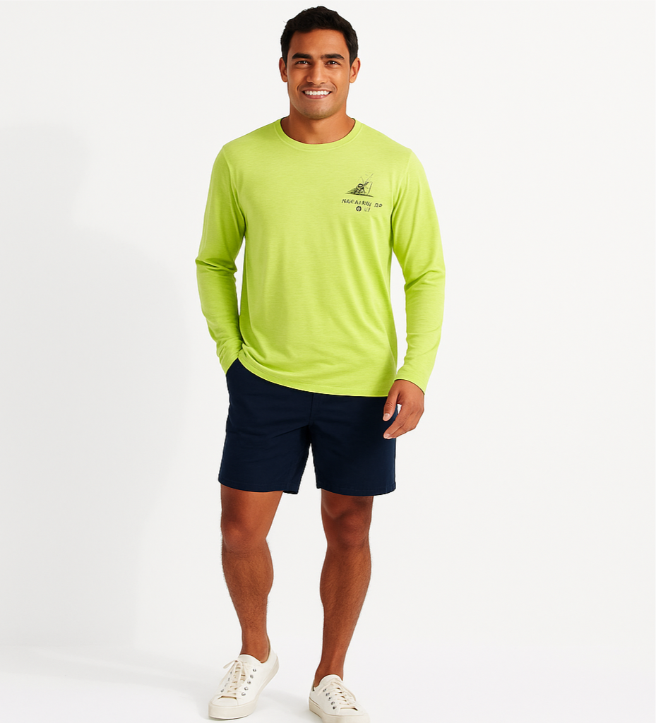 Camiseta cuello redondo Vineyard Vines 🐳 Performance color verde claro con Diseño de pesca Talla XXL