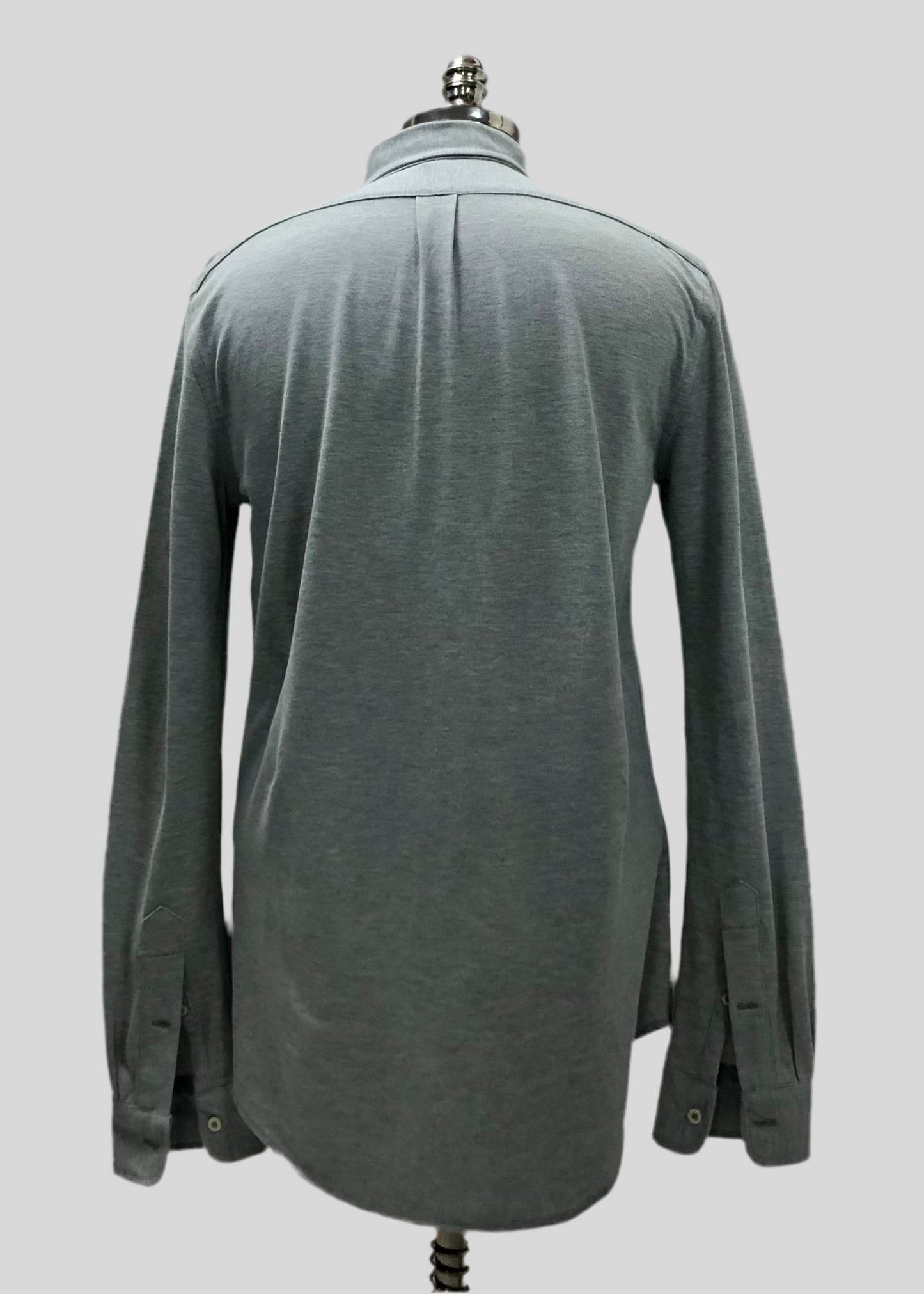 Camisa Polo Ralph Lauren 🏇🏼 Tela camiseta (Knit Oxford) en color gris claro Talla S Entalle Regular