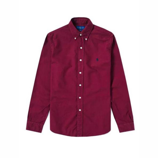 Camisa de botones en color rojo oscuro Oxford Polo Ralph Lauren 🏇🏼 Talla XL Entalle Regular