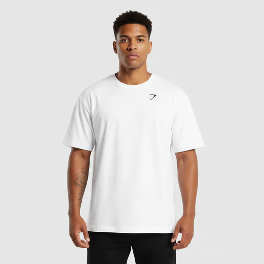 Camiseta de entrenamiento Gymshark 🏋🏽 color blanco y logo en negro Talla XL