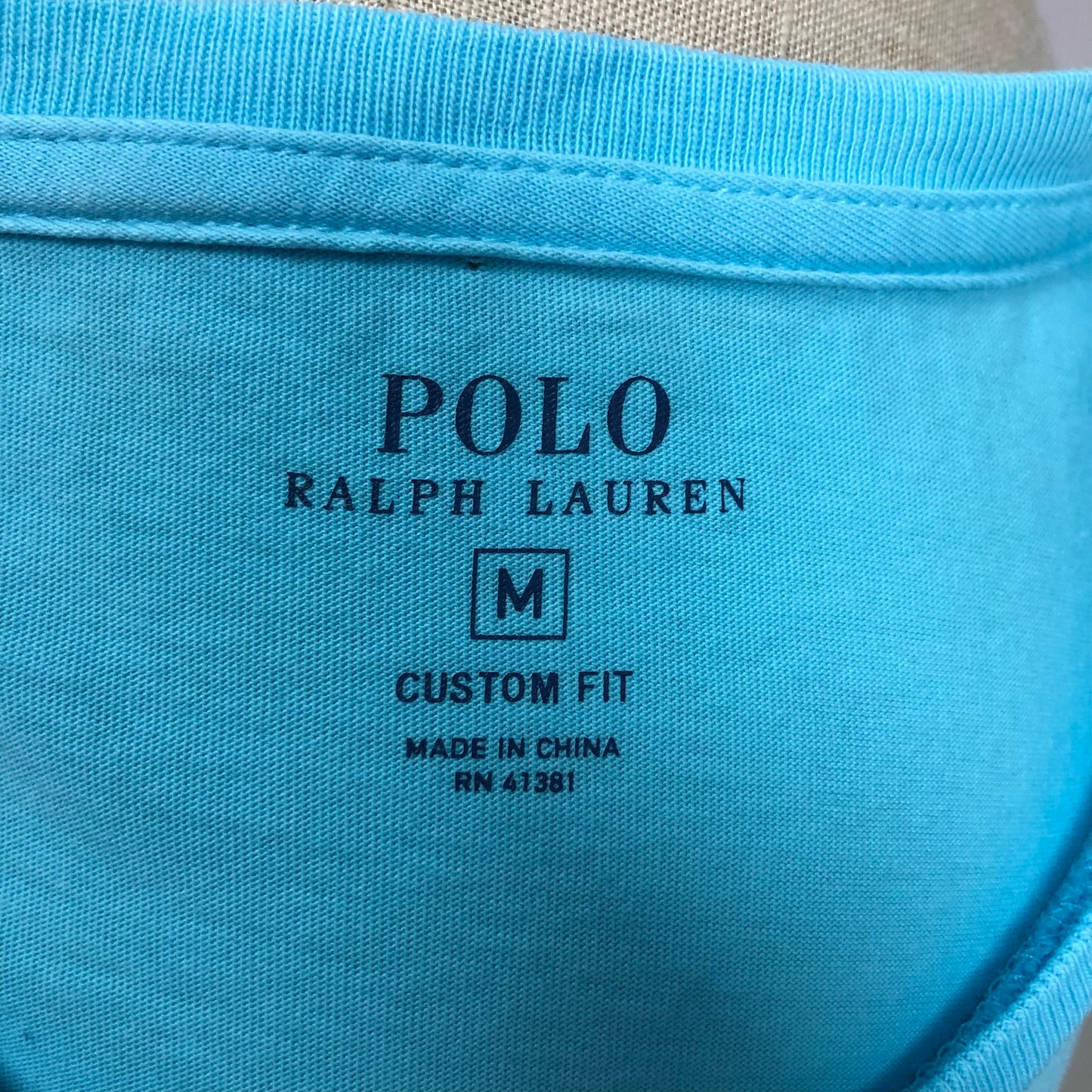 Camiseta cuello Redondo Polo Ralph Lauren 🏇🏼 color turquesa manga corta Talla M Entalle Custom Fit (ver descripción)