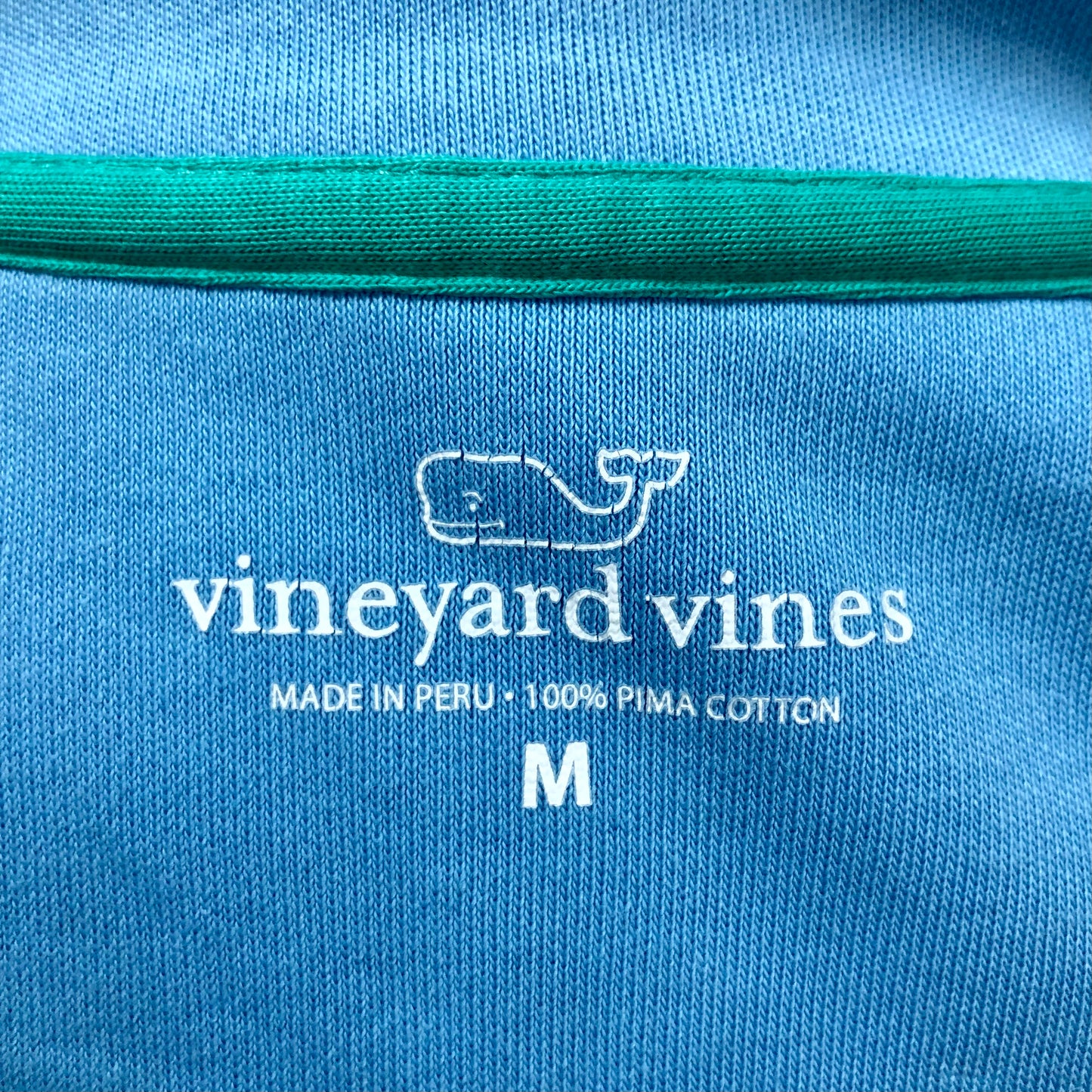 Sueter Jersey Vineyard Vines 🐳 color turquesa y cuello en color celeste Tela algodón Pima Talla M