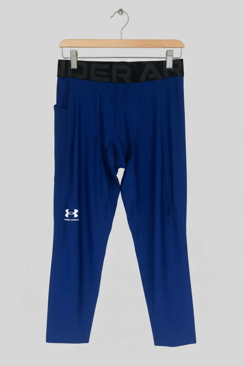 Malla de entrenamiento licra Under Armour 🏋🏽 Pro Dri-FIT 3/4 para hombre en Color azul y cintura negro Talla L