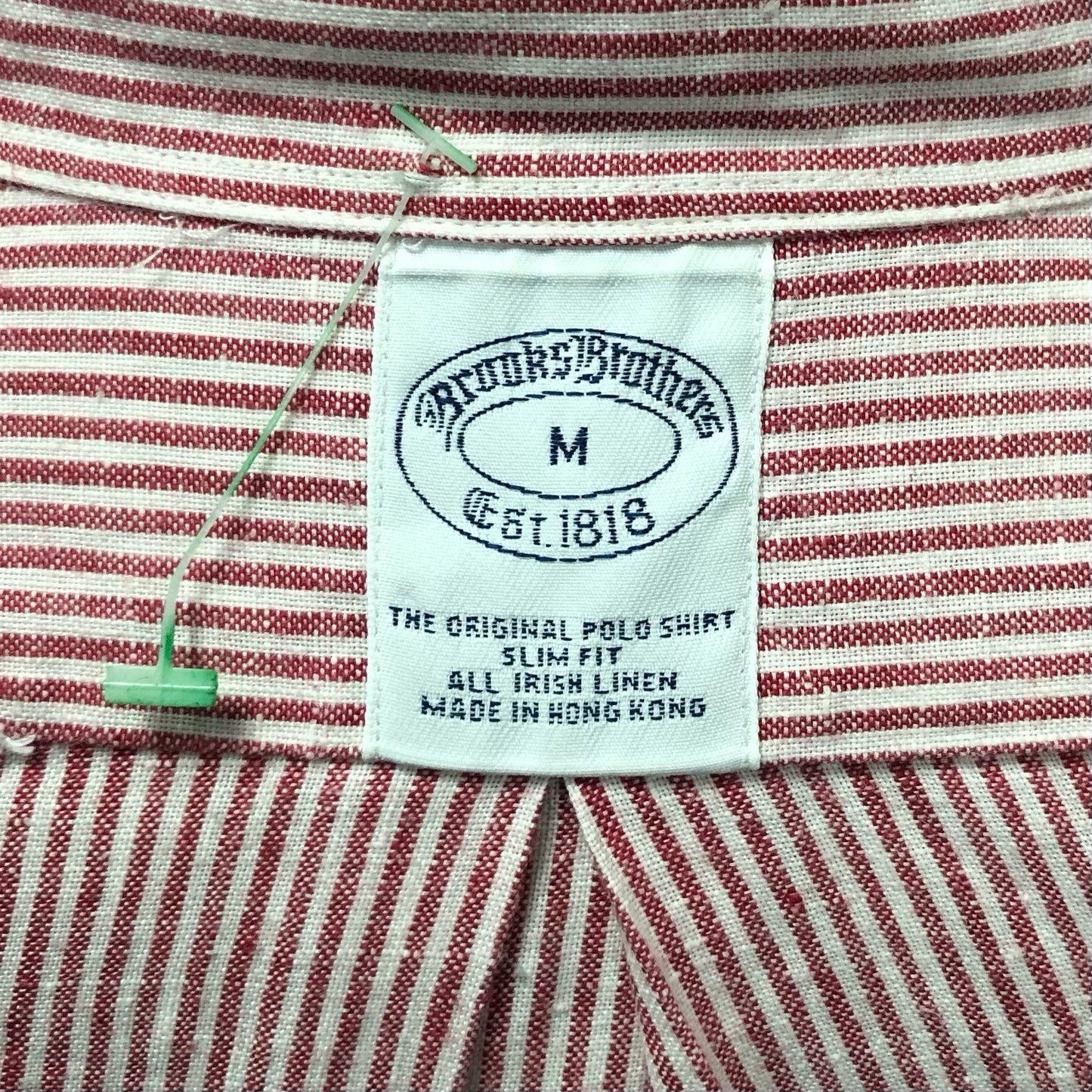 Camisa Brooks Brothers 🐑 De lino con rayas en color rojo claro y blanco Talla M Entalle Slim Fit