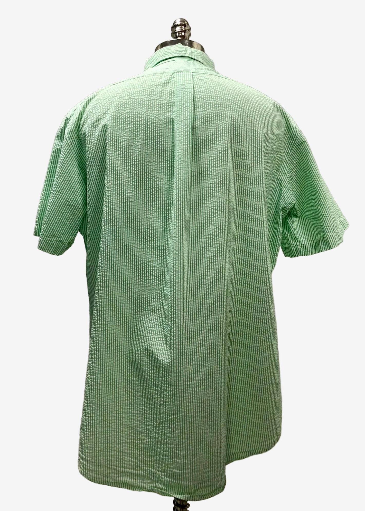 Camisa de botones Polo Ralph Lauren 🏇🏼 Seersucker de rayas en verde y blanco Talla XL Entalle Clásico