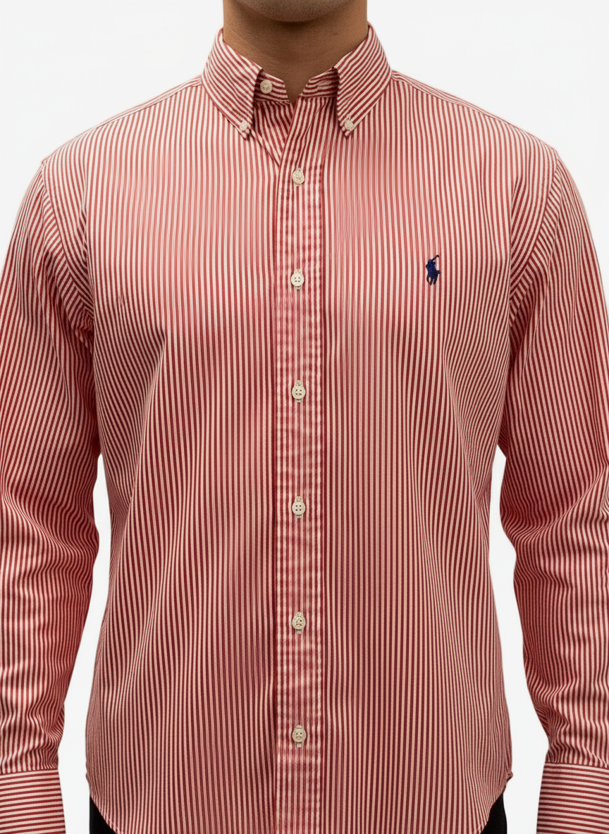 Camisa de botones Polo Ralph Lauren 🏇🏼 de rayas en color naranja y blanco Talla L Entalle Clásico