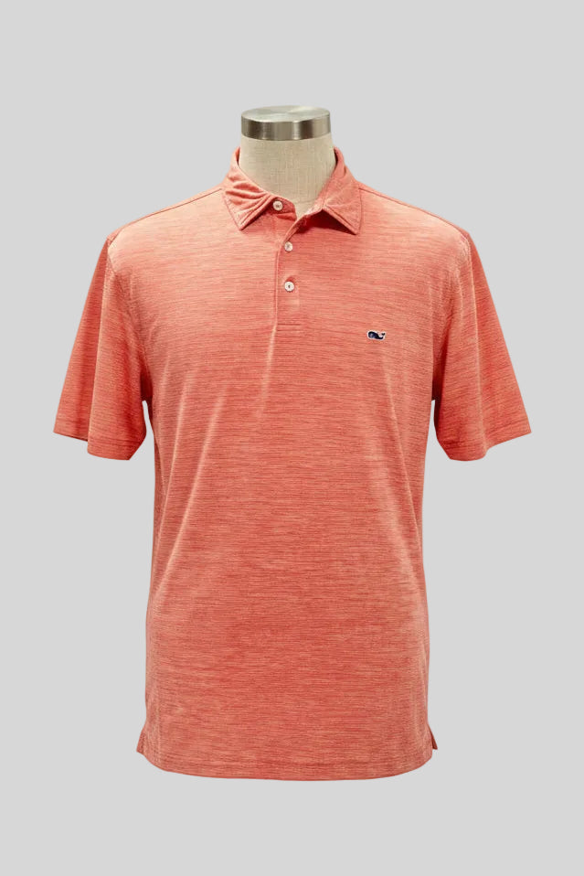 Camiseta Polo Vineyard Vines 🐳 Performance con rayas en naranja y blanco Talla L Entalle Regular