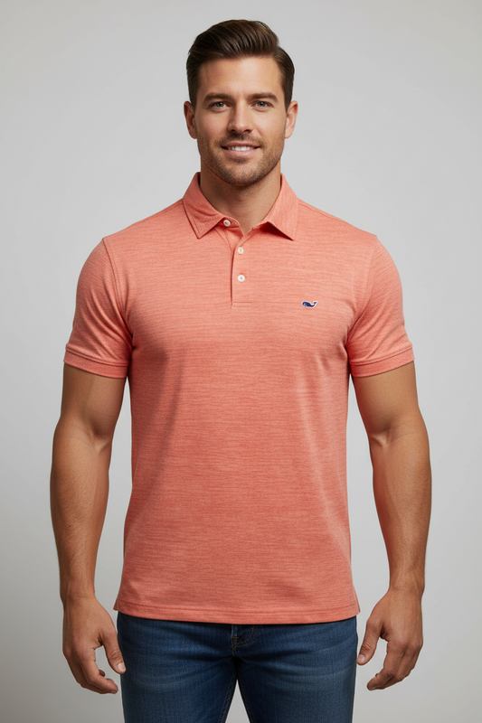 Camiseta Polo Vineyard Vines 🐳 Performance con rayas en naranja y blanco Talla L Entalle Regular