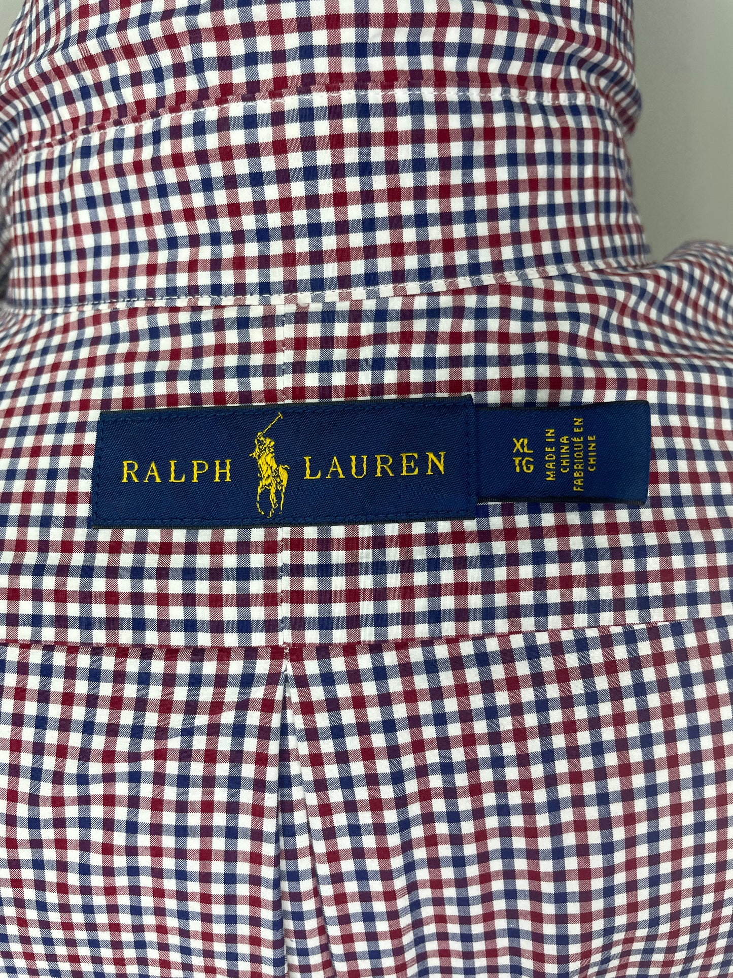 Camisa Polo Ralph Lauren 🏇🏼 con patron de cuadros en color rojo, azul navy y Blanco Talla XL Entalle Regular