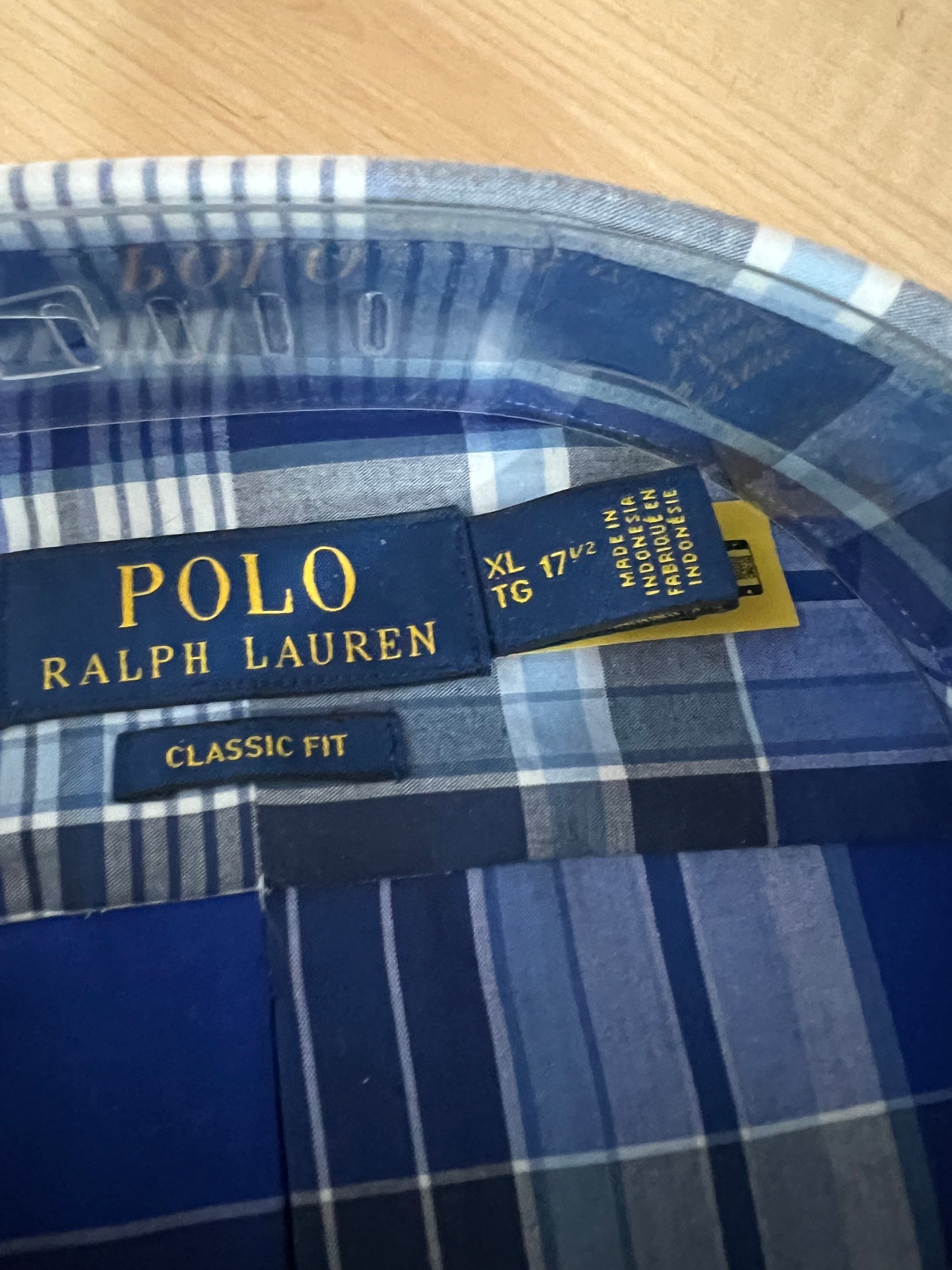 Camisa Polo Ralph Lauren 🏇🏼 de cuadros tartán en color azul y blanco Talla XL Entalle Clásico