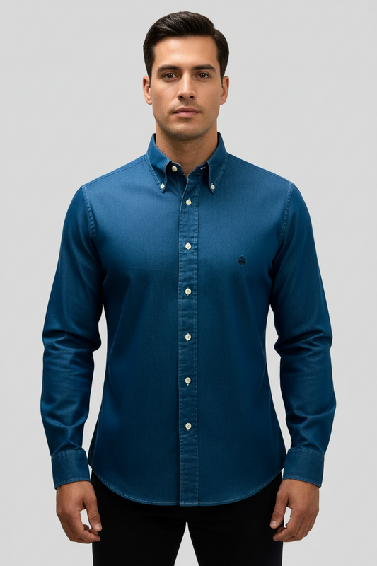 Camisa de botones Brooks Brothers 🐑 de jeans en color azul oscuro Talla S Entalle Regular
