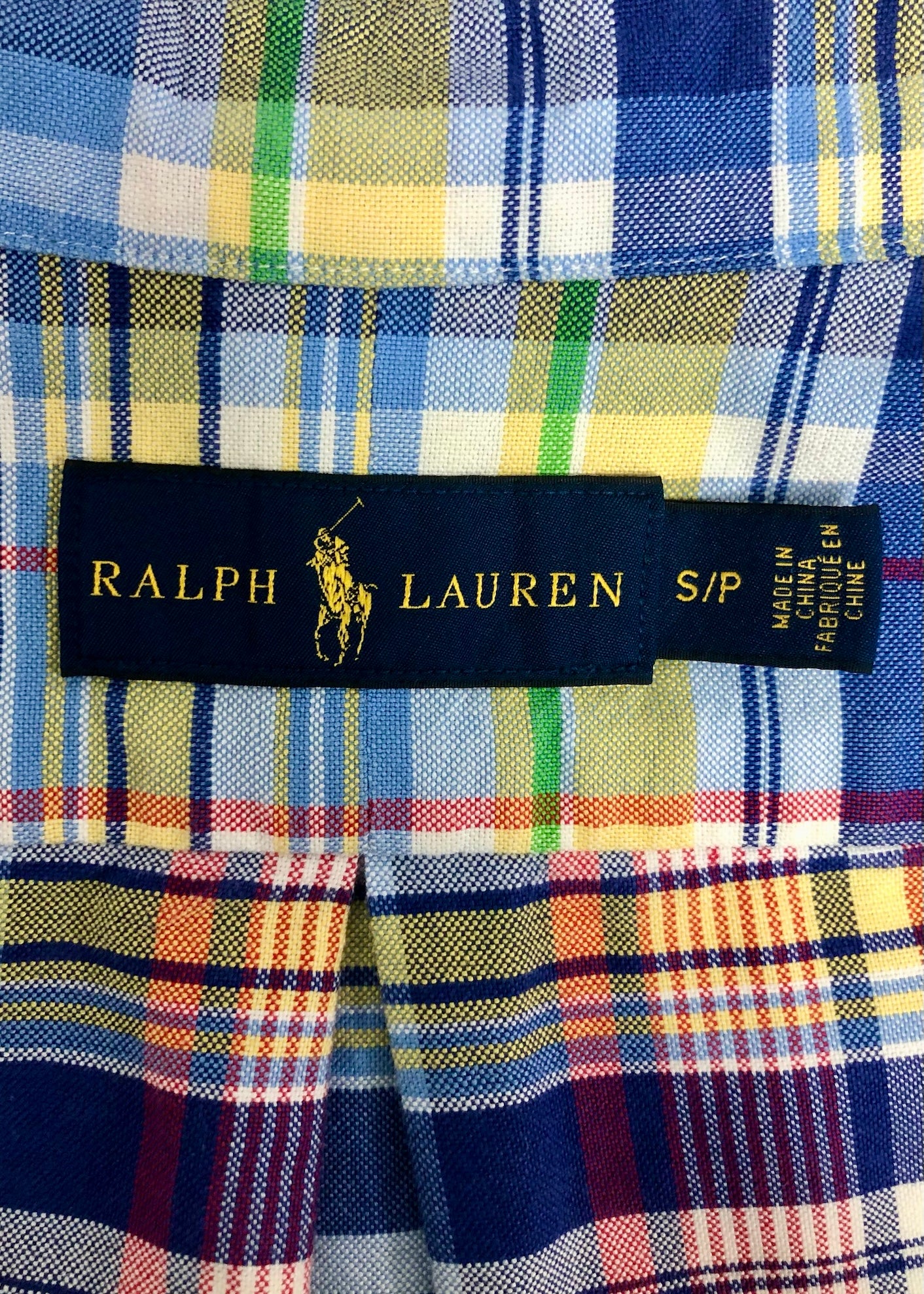 Camisa de botones Polo Ralph Lauren 🏇🏼 Oxford de cuadros tartán amarillo, celeste, azul y blanco Talla S Entalle Regular