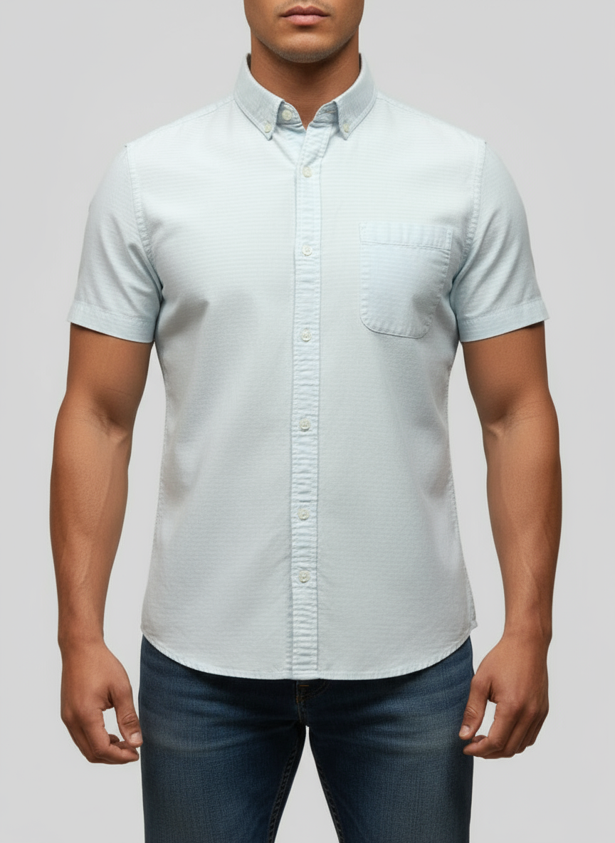 Camisa de botones Vineyard Vines 🐳 con patrón de rayas en color celeste claro y blanco Talla M Entalle Slim Fit