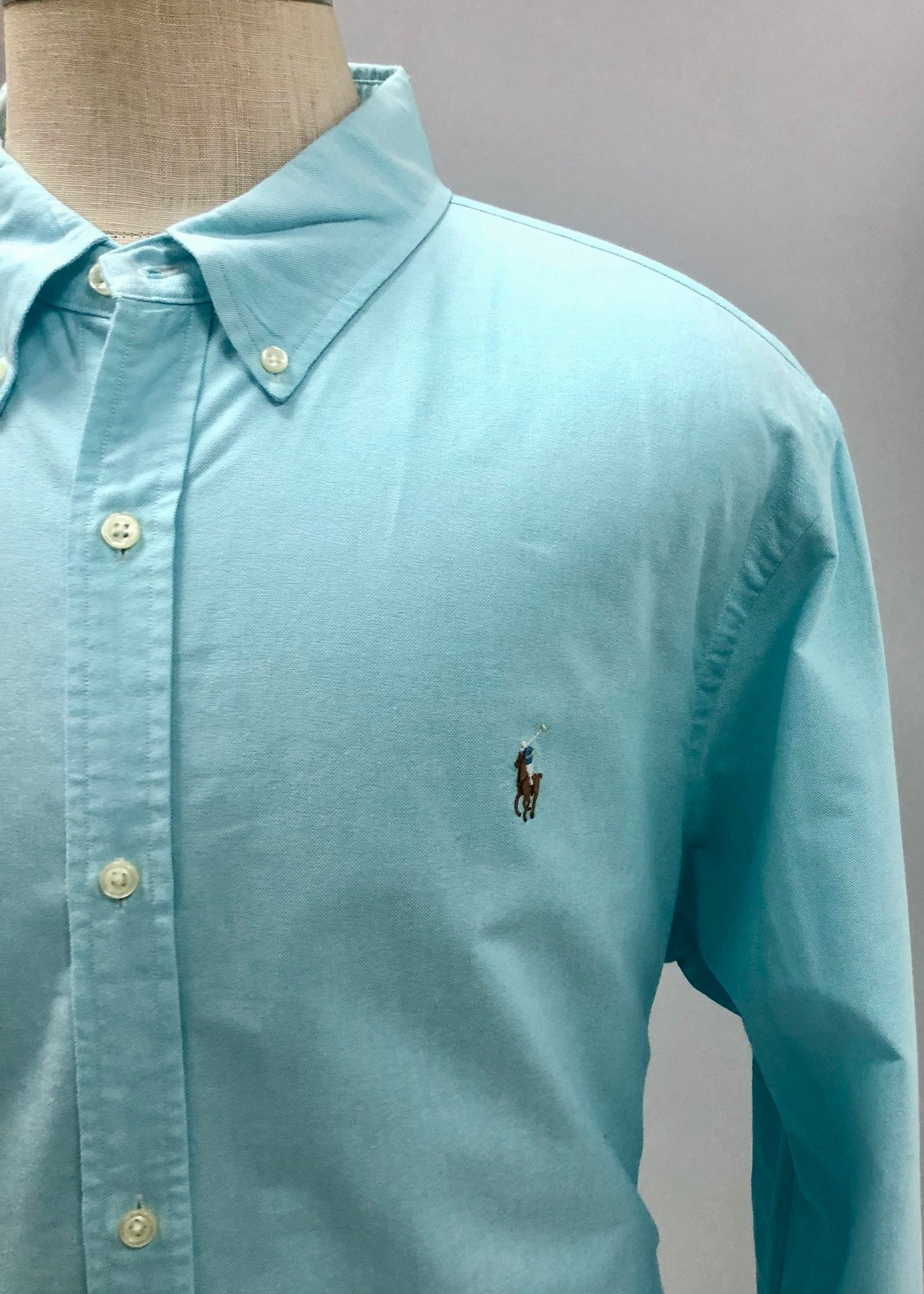 Camisa de botones Polo Ralph Lauren 🏇🏼 Oxford en color turquesa Talla XXL Entalle Slim Fit