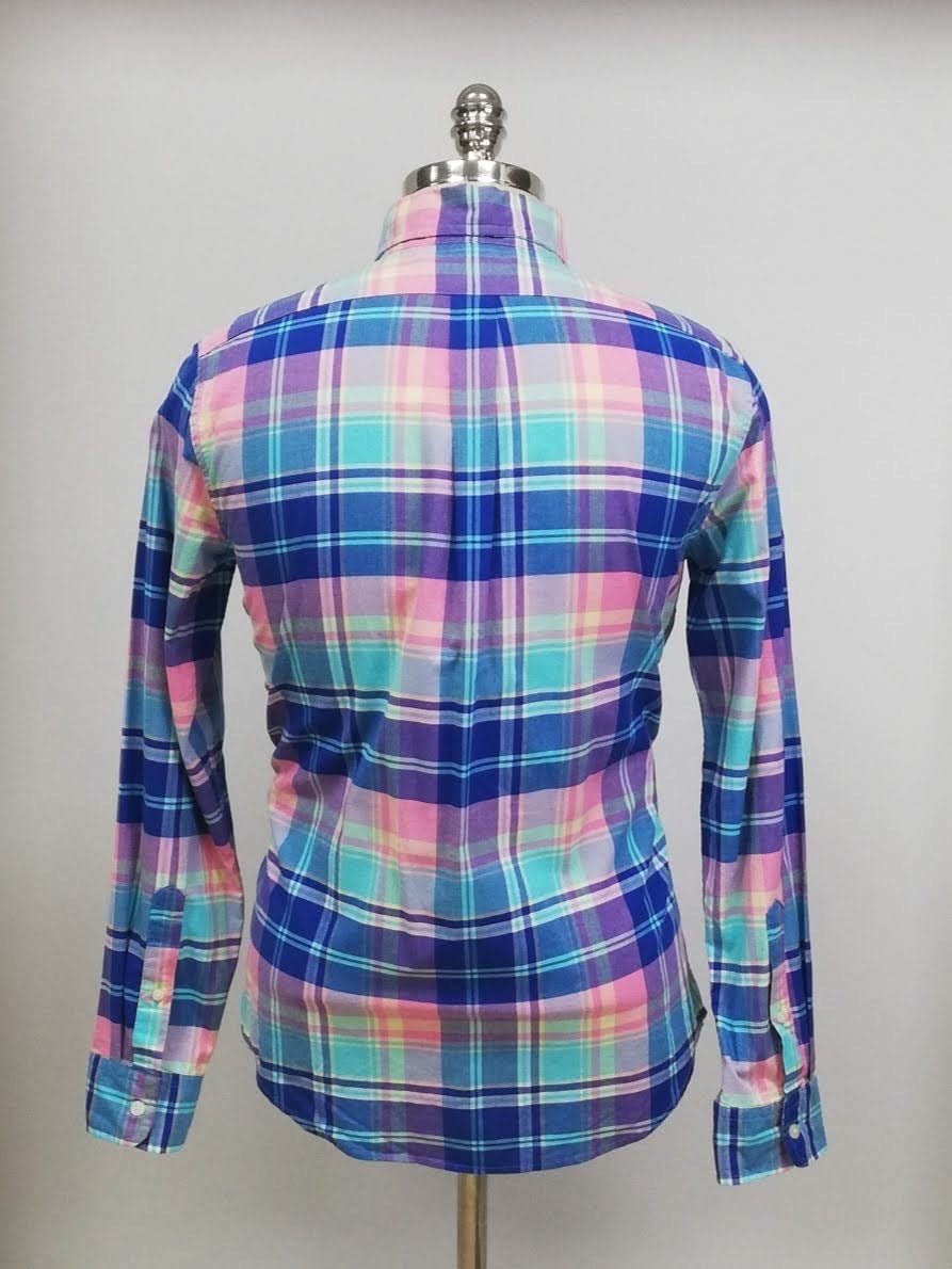 Camisa de botones Vineyard Vines 🐳 con patrón de cuadros en color turquesa, lila y azul Talla S Entalle Slim Fit