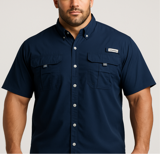 Camisa Columbia 🔹color azul navy con Omni Shade Manga corta Talla XXL