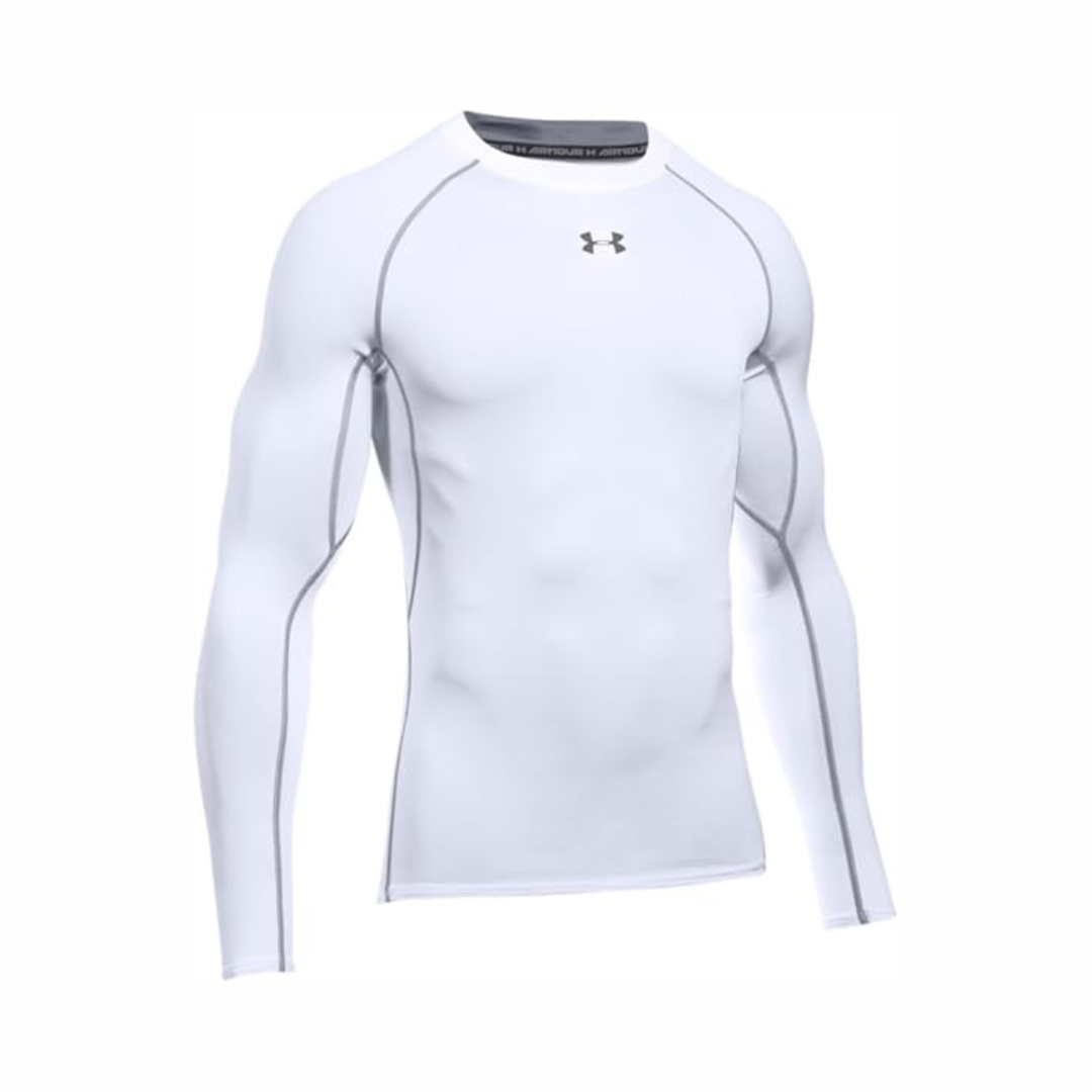 Camiseta de compresión Under Armour 🏋🏽 color blanco y logo en gris Talla Medium