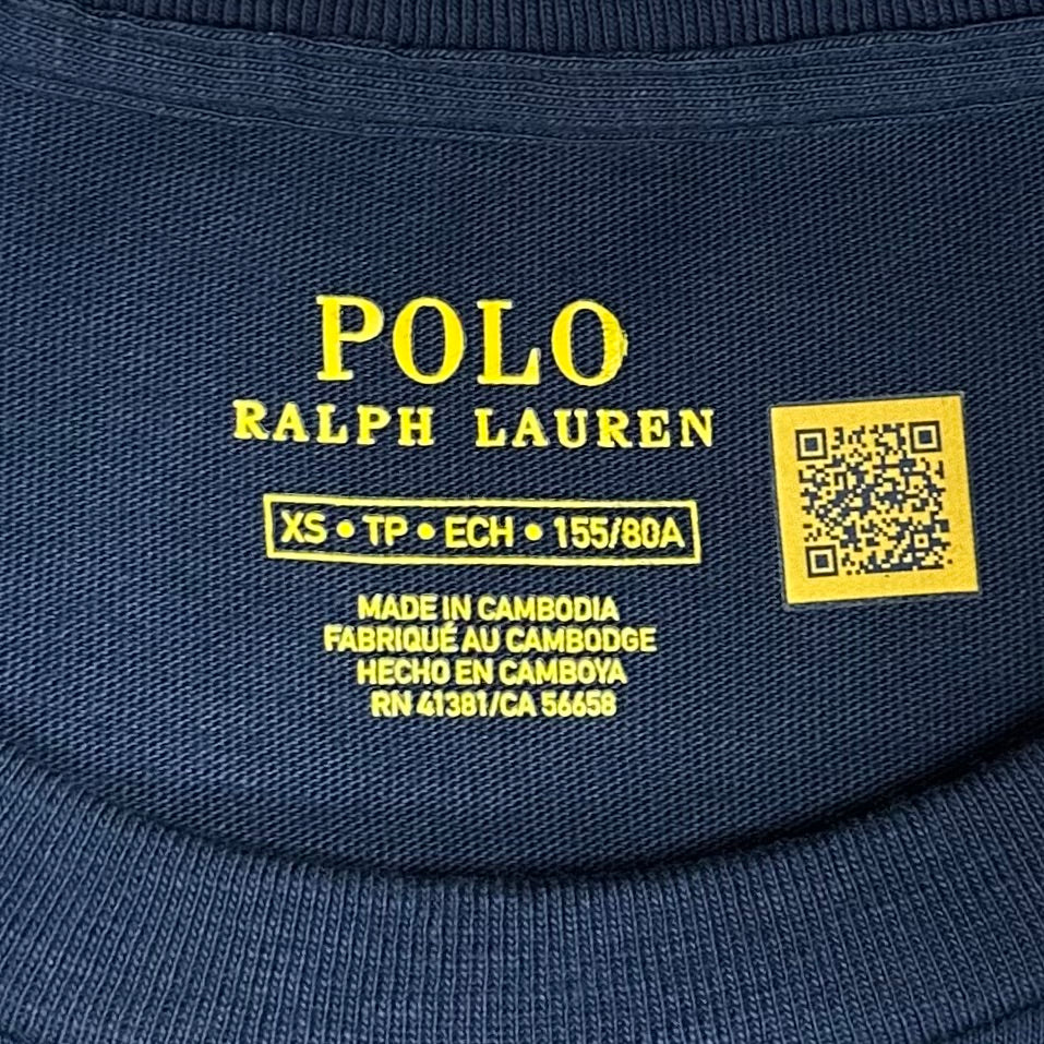 Camiseta cuello redondo de mujer Polo Ralph Lauren 🏇🏼 color azul navy con diseño de logo blanco Talla XS Entalle Regular