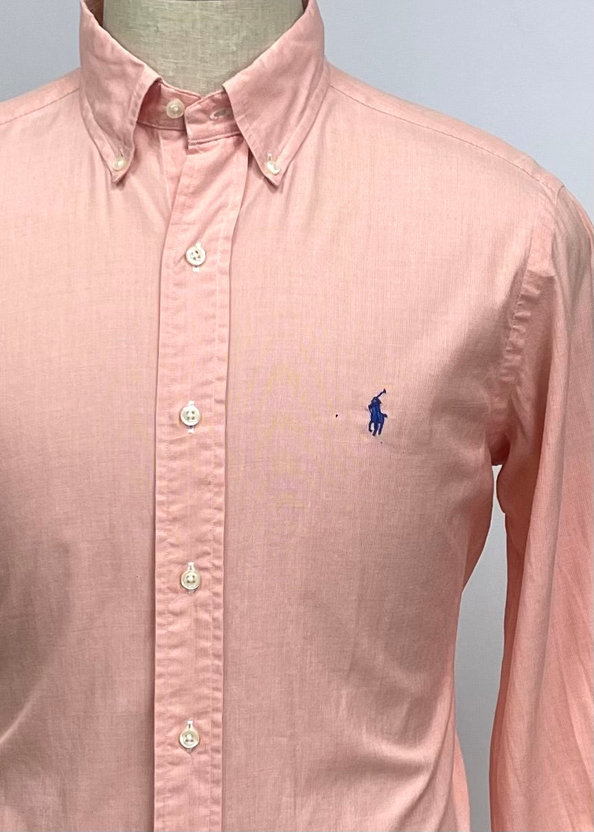 Camisa Polo Ralph Lauren 🏇🏼 con patron de cuadros finos en naranja y blanco Talla M Entalle Clásico