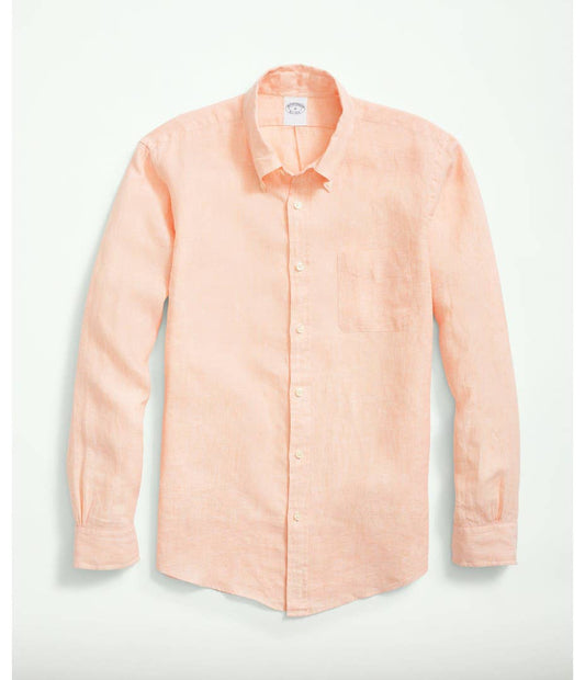 Camisa Brooks Brothers 🐑 De lino color naranja Talla L Entalle Regular